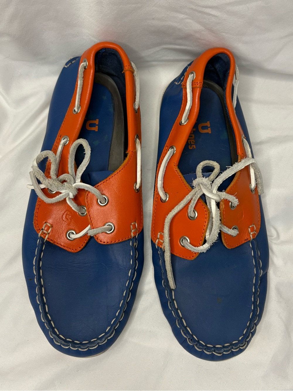 Kids Blue & Orange Boat Shoes